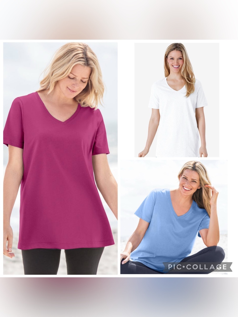Set of 3 Perfect Short-Sleeve V-Neck Tees 3X 30-32